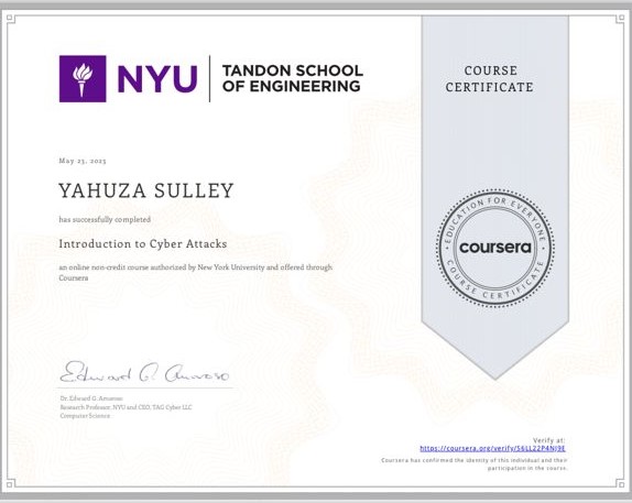 Intro to Cyber Attacks Certificate Thumbnail